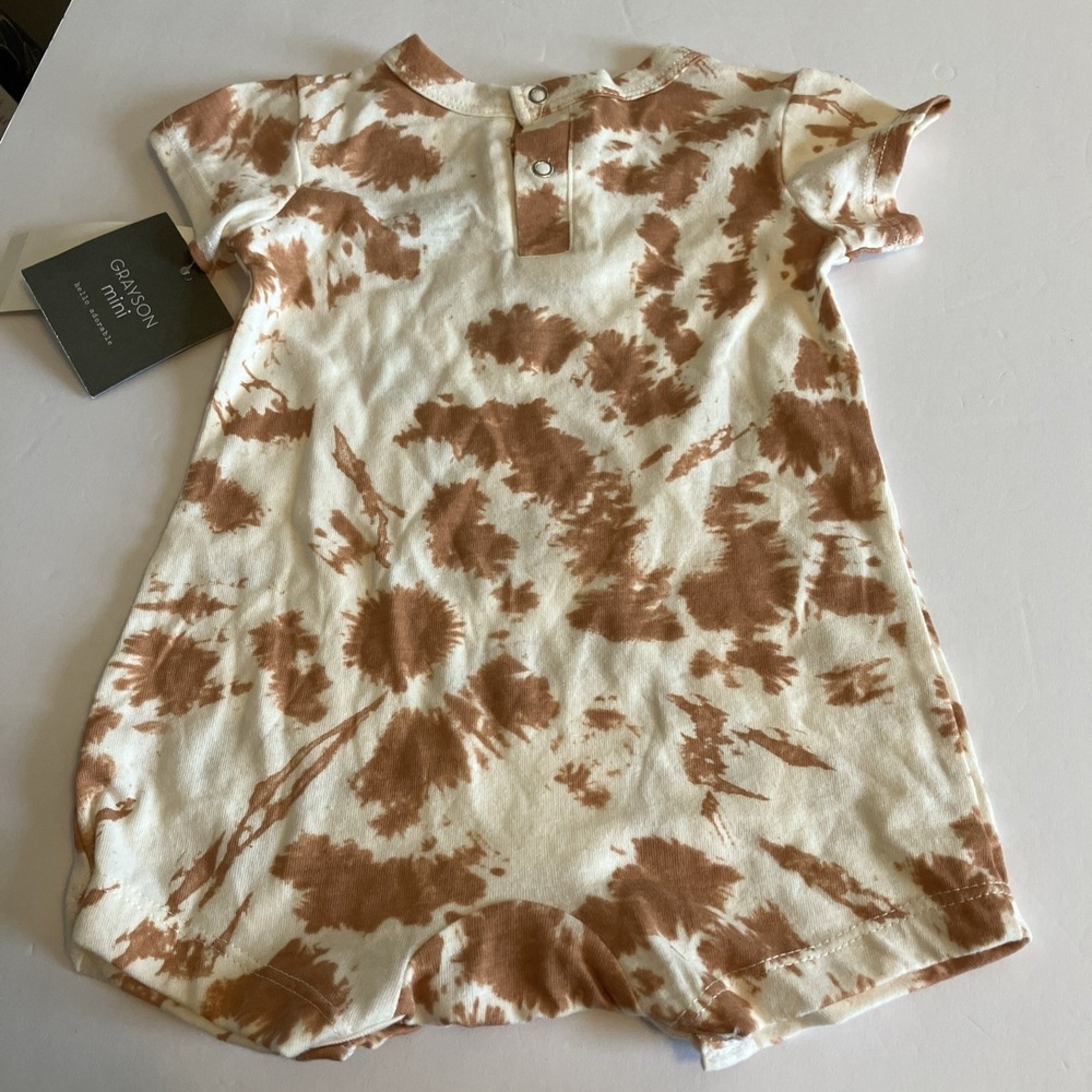 Grayson Mini Bodysuit Unisex Baby 0-3M Brown NWT Tie Dye Splatter T0512IR15